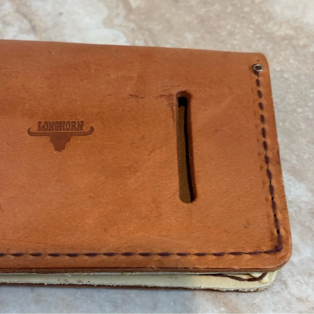 Longhorn Leather natural leather snap pouch